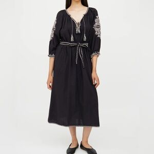 ULLA JOHNSON PEASANT MIDI DRESS BLACK WHITE SIZE 4